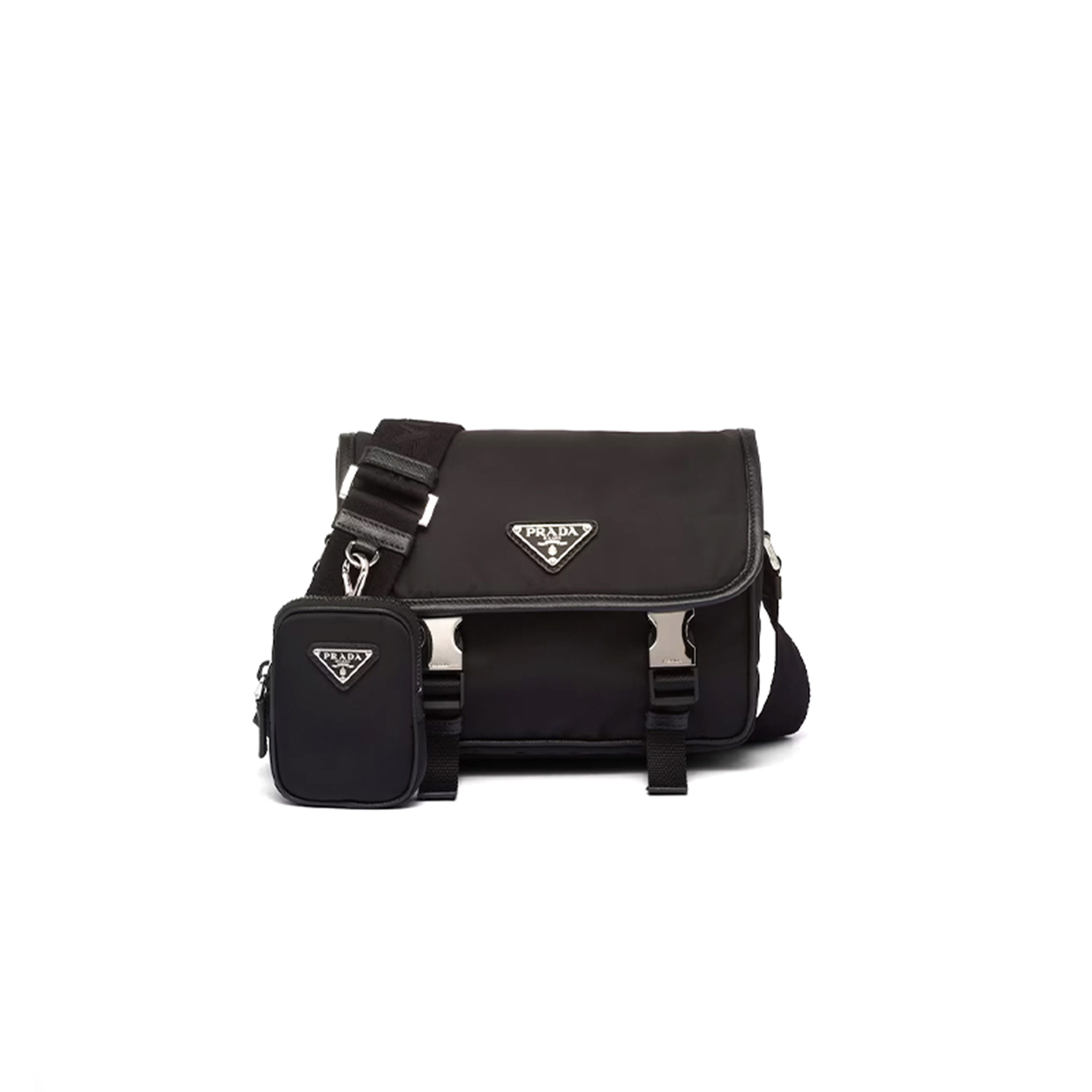 Pra*a re-nylon and saffiano leather shoulder bag 2vd034 (22*16*8.5cm)